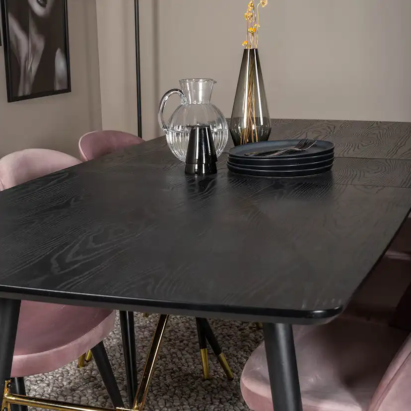 Matgrupp Venture Home Gold med 6 Velvet Stolar