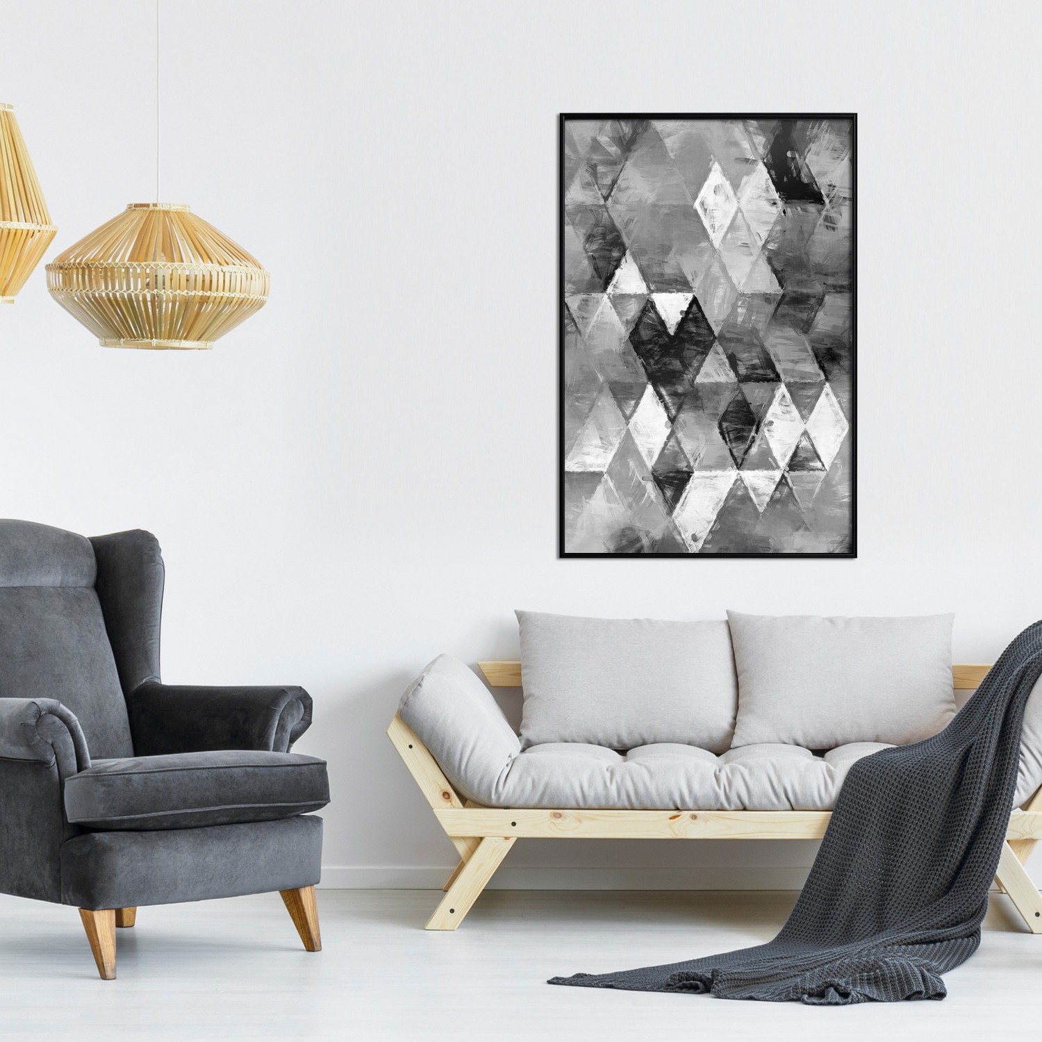 Affisch - Black and White Diamonds [Poster] 40x60 Svart ram, 40x60 cm