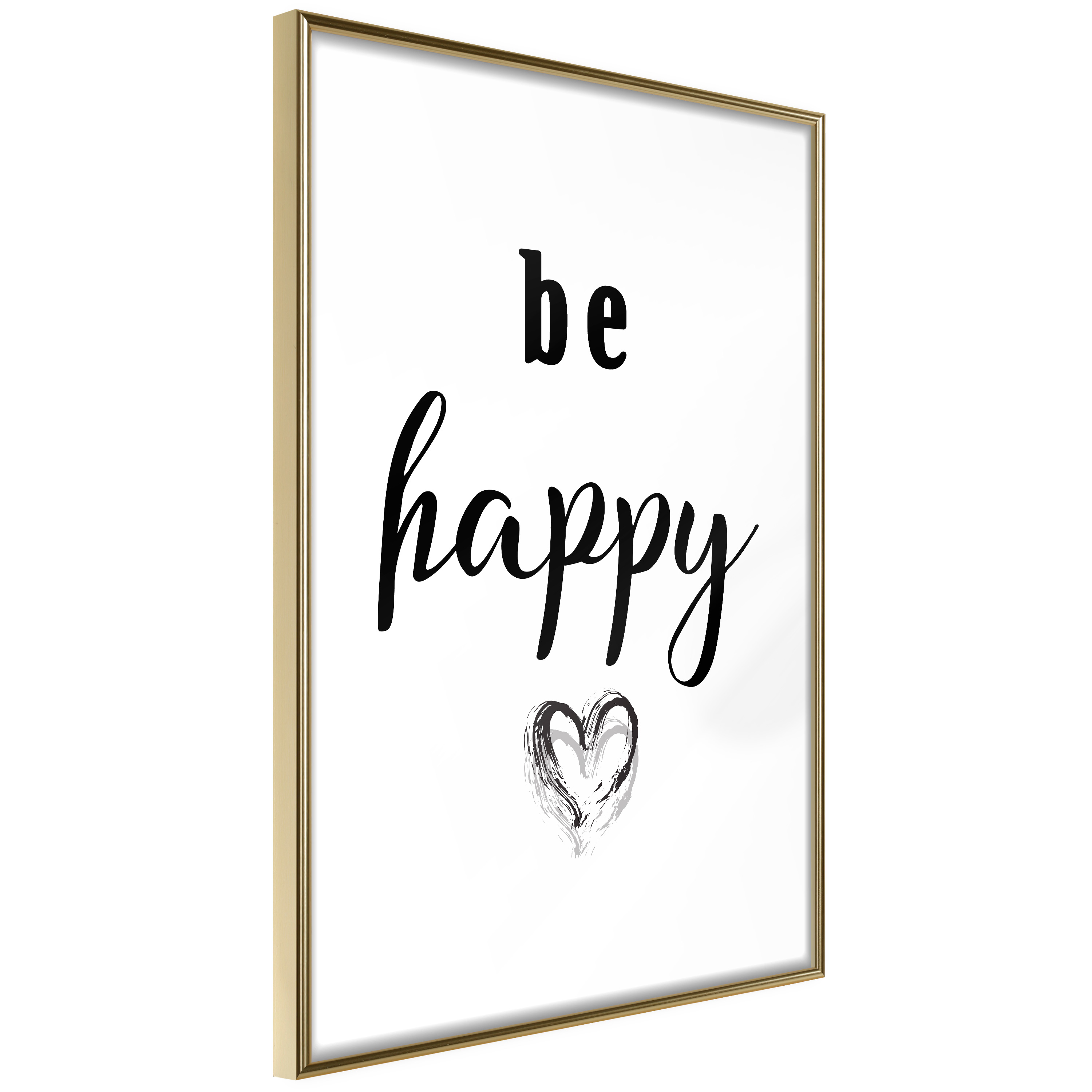 Affisch - Be Happy [Poster] 20x30 Guld ram, 20x30 cm