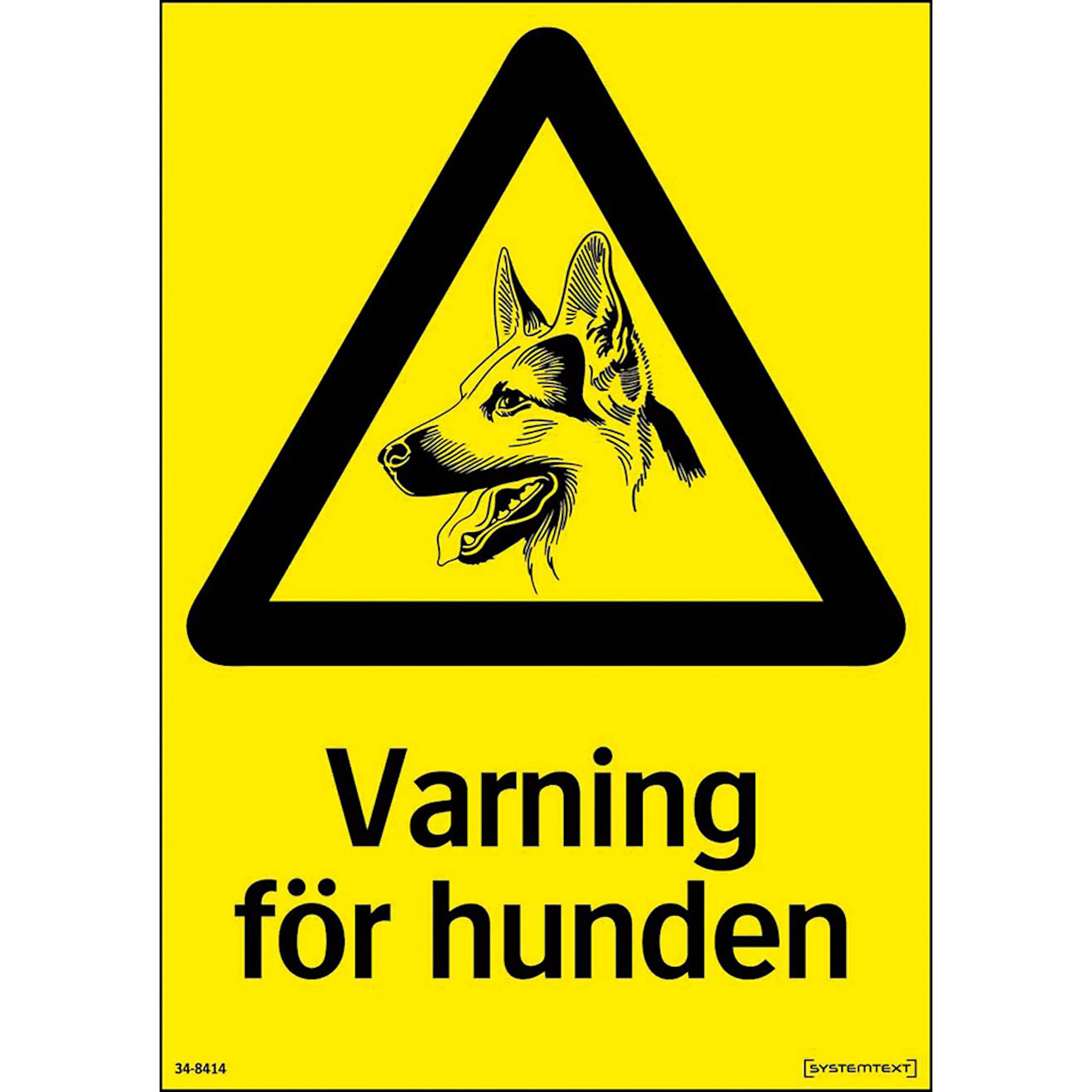 Skylt Systemtext Varning För Hunden 210x297 mm Aluminium