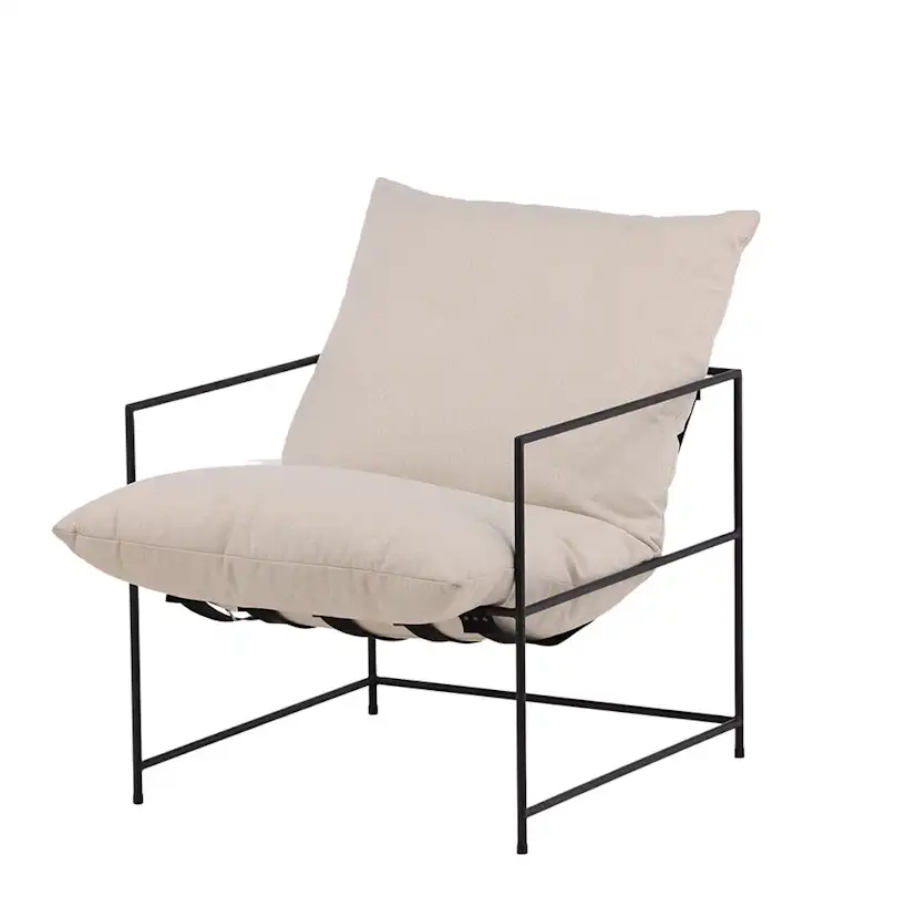 Fåtölj Venture Home Sedalia Beige Linne med Svart Minimalistisk Stålstomme