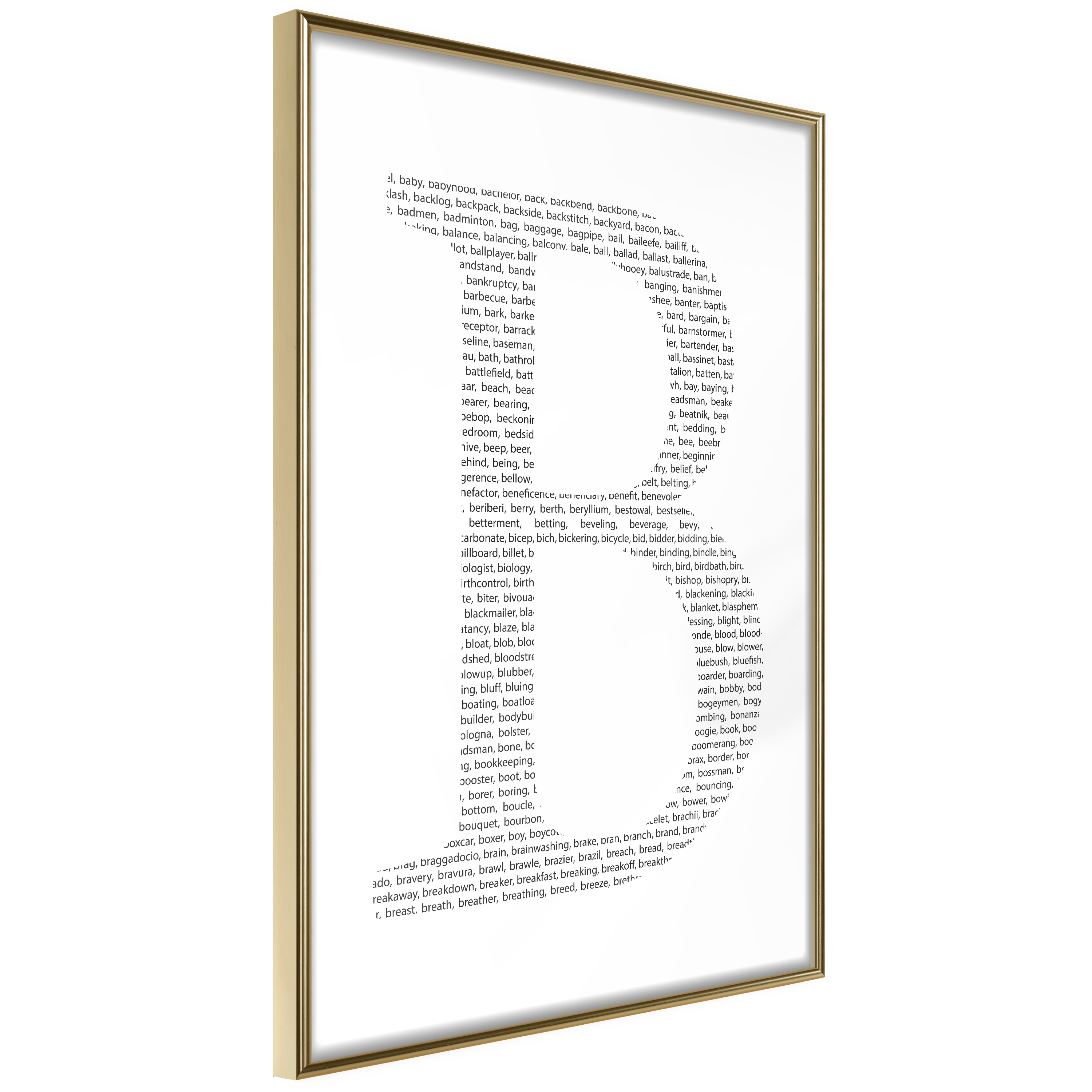 Affisch - Letter B [Poster] 20x30 Guld ram, 20x30 cm