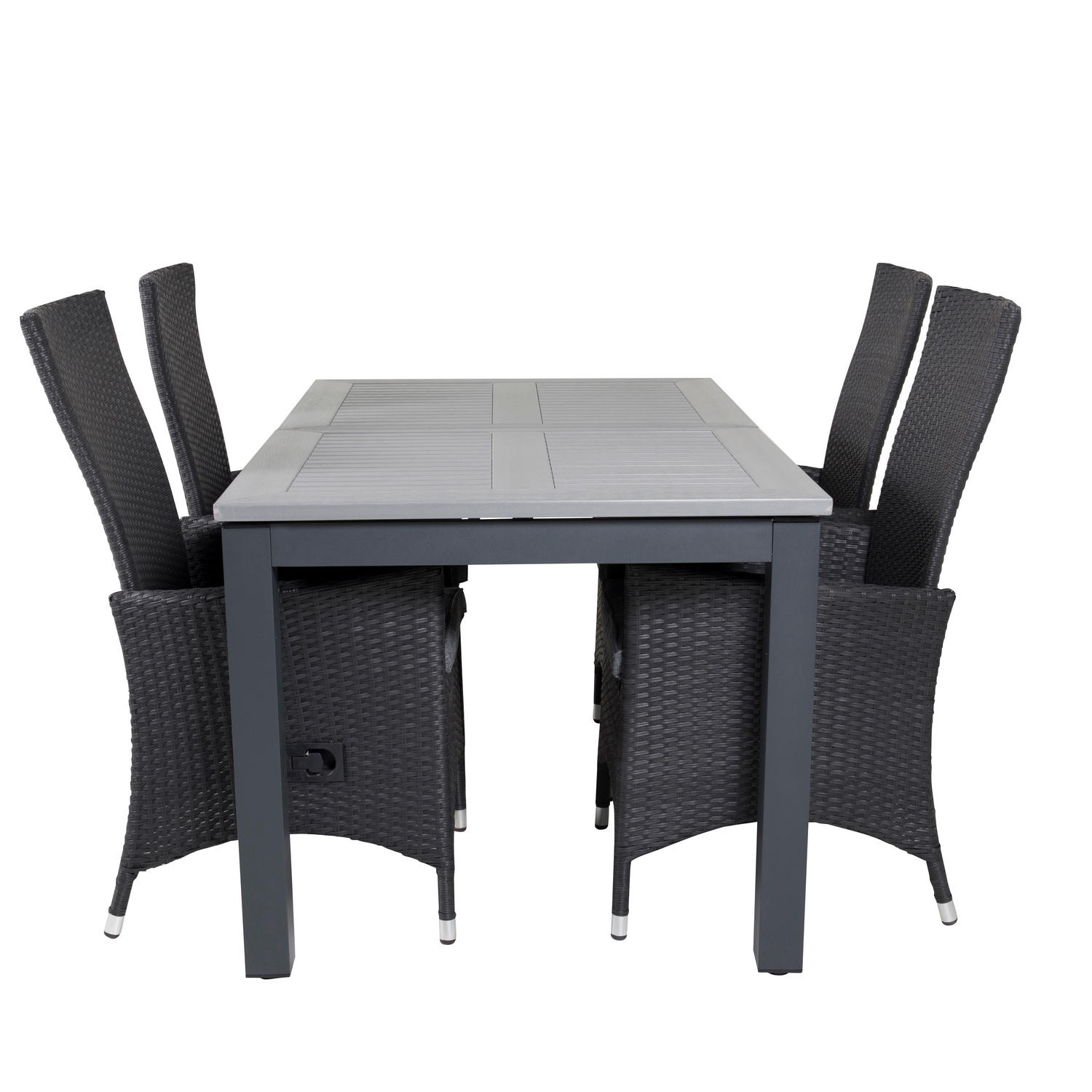 Albany Dining Table 160/240*100 - Svart Alu / Grey Aintwood+ Svart/Grå