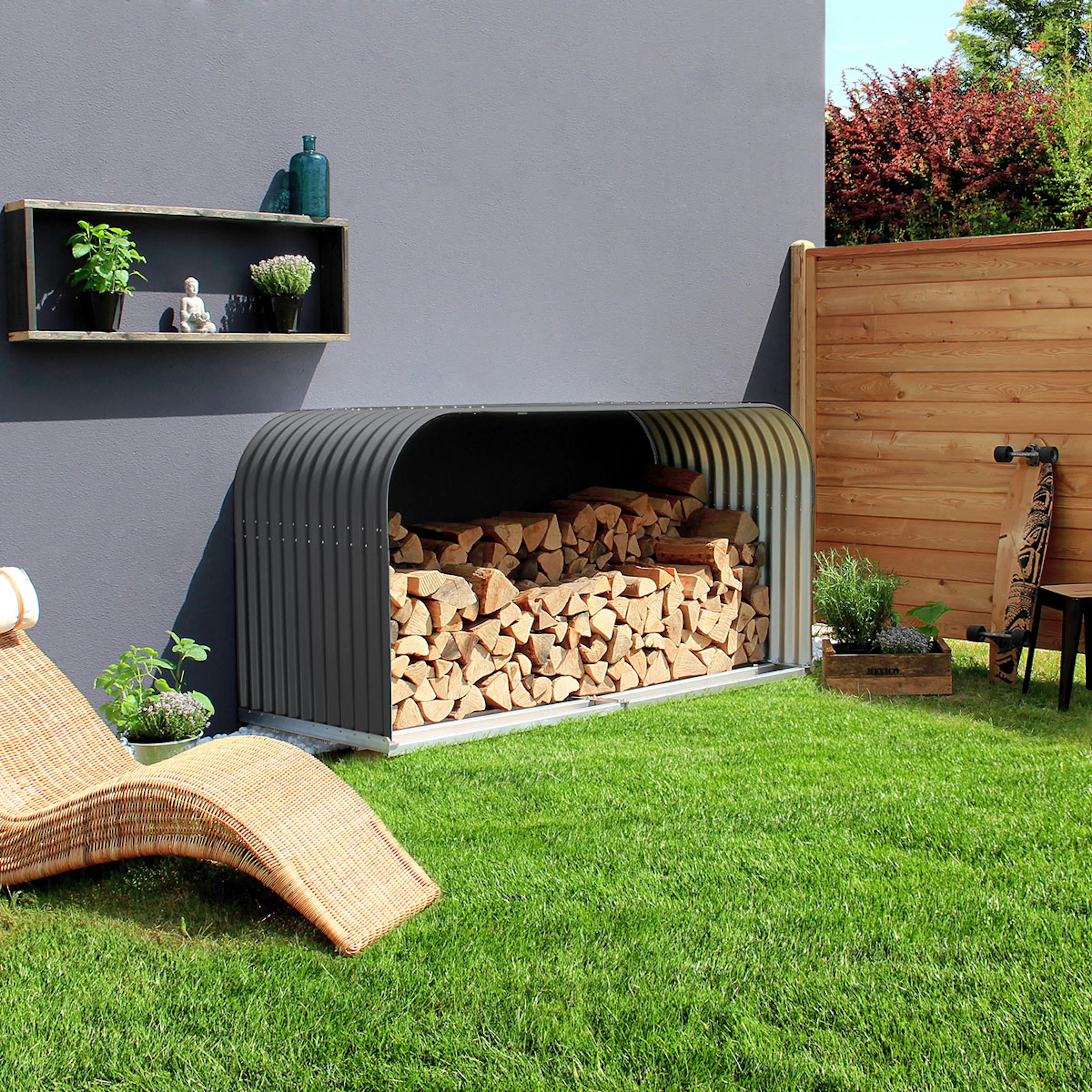 Vedskjul Vitavia 1,8 m³ FWS 858 i Stål & Antracit