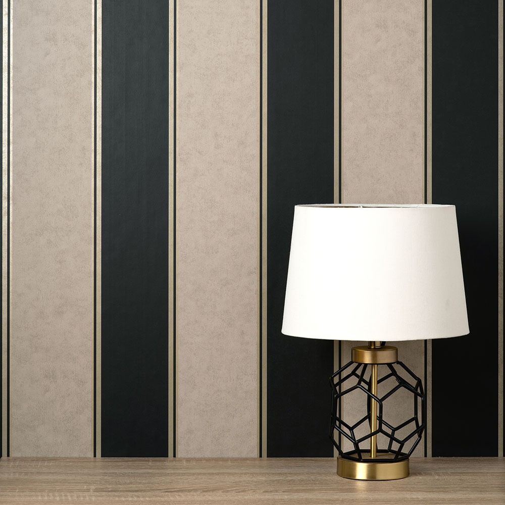 Tapet Crown Wallcoverings Archive M1707 Non Woven, Randig Svart