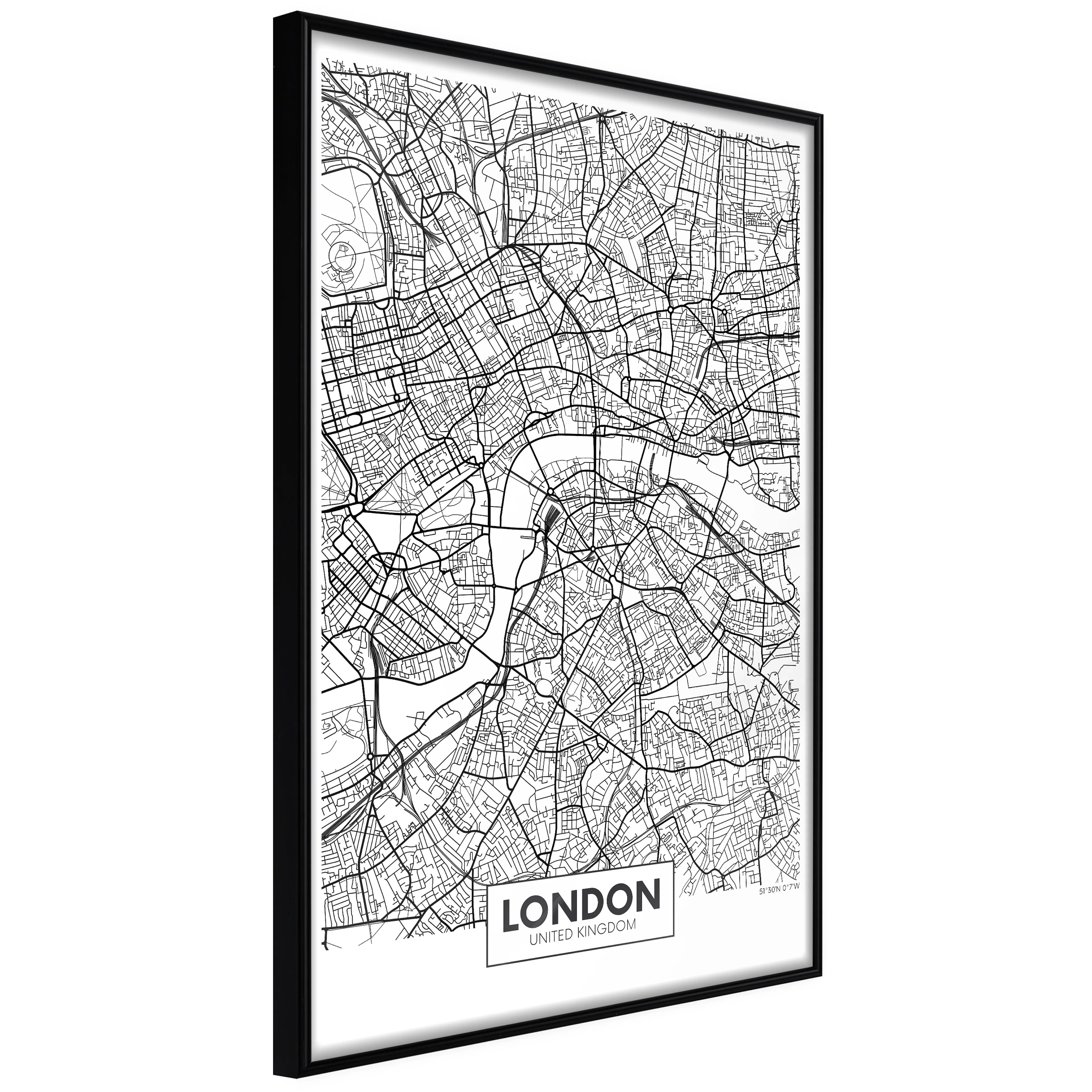 Affisch - Map of London [Poster] 40x60 Svart ram, 40x60 cm