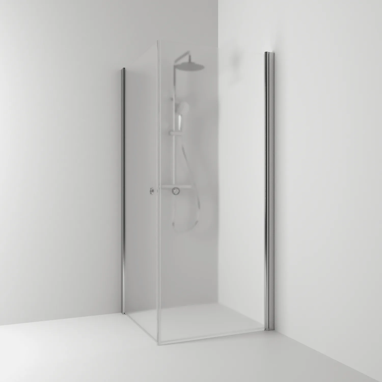Hörn Rak Skoga HG Ma/Fr 80x80 800x800 mm, Profil: Alu matt, Frostglas utan handtag