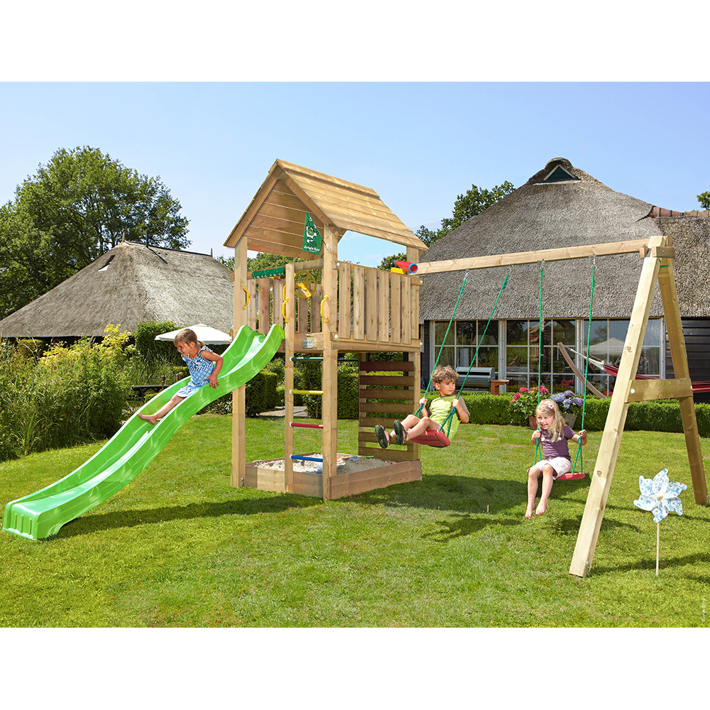 Lektorn Jungle Gym Cabin 2.1 Gungmodul & Grön Rutschkana
