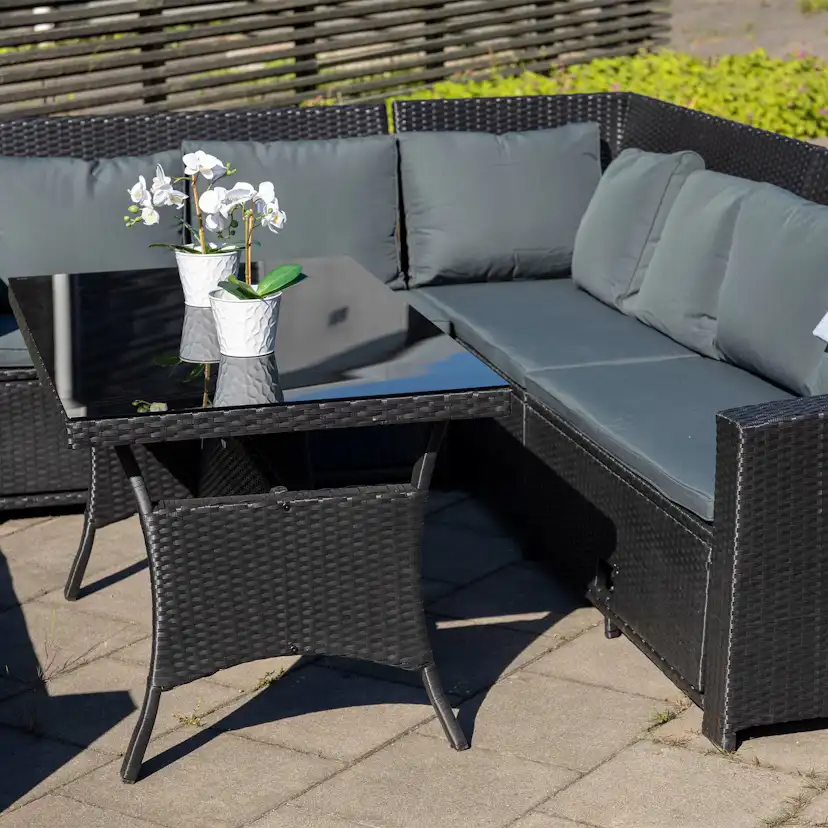 Exklusiv loungegrupp | Inbyggd förvaring | Svart Svart