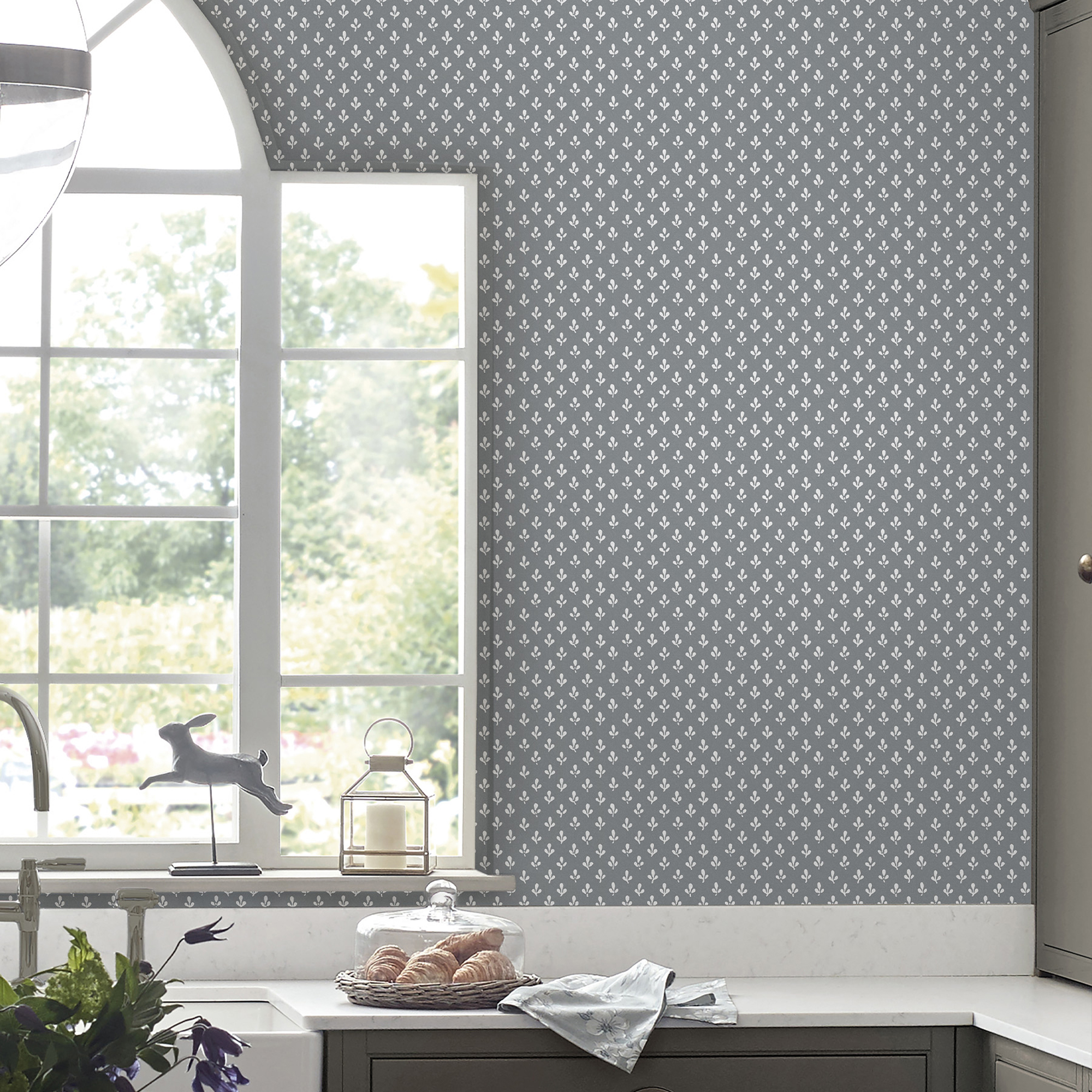 Tapet Laura Ashley Trefoil Slate Grå 119861