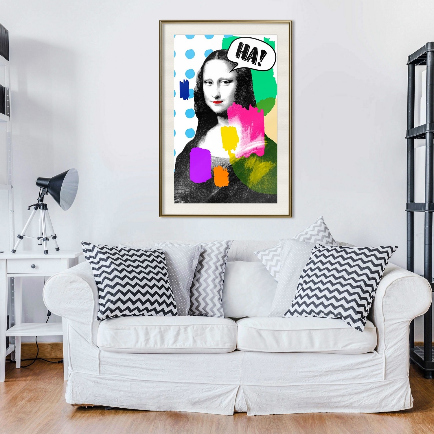 Affisch - Mona Lisa Pop-art [Poster] 30x45 Guld ram med passepartout, 30x45 cm