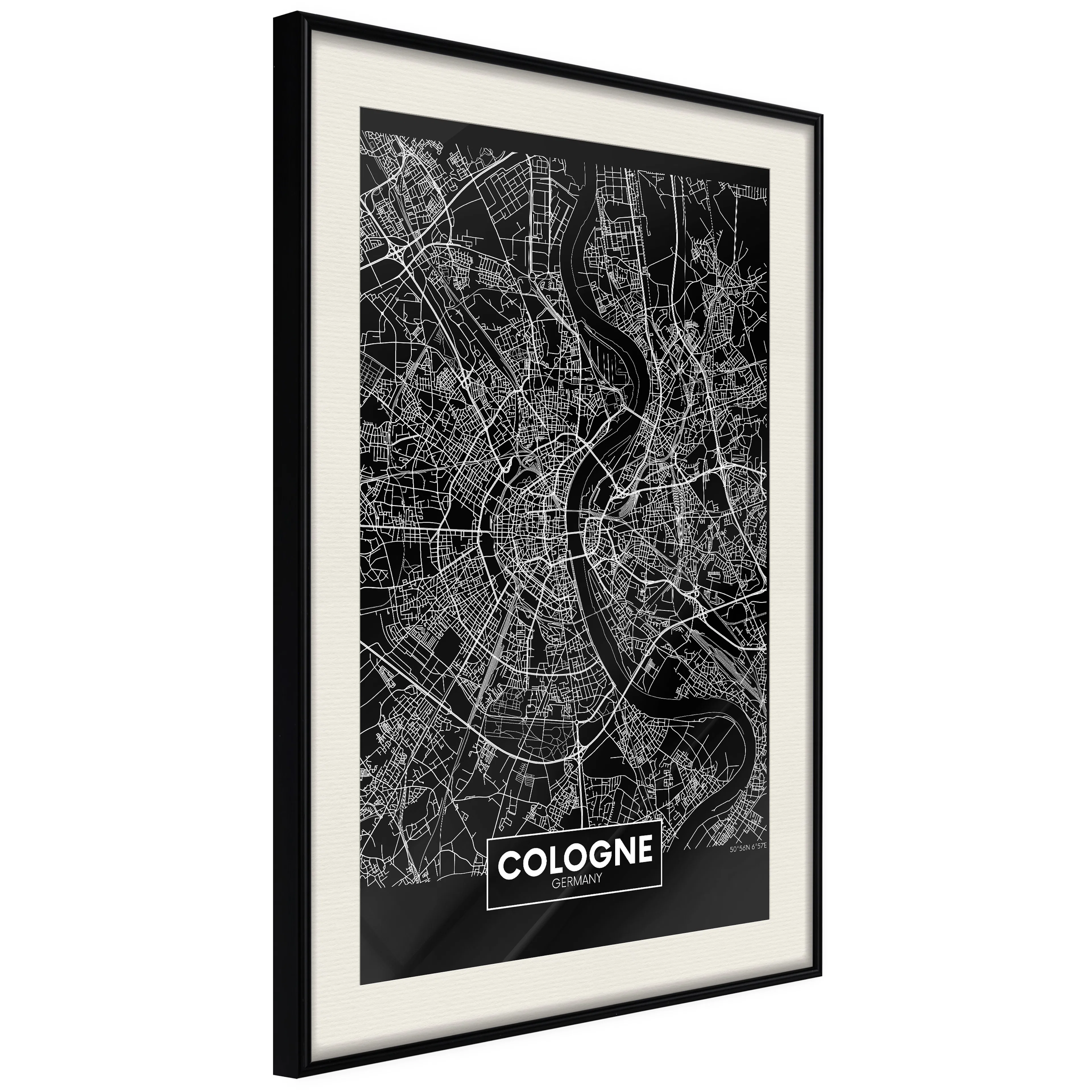 Poster Artgeist Affisch Dark Map of Cologne