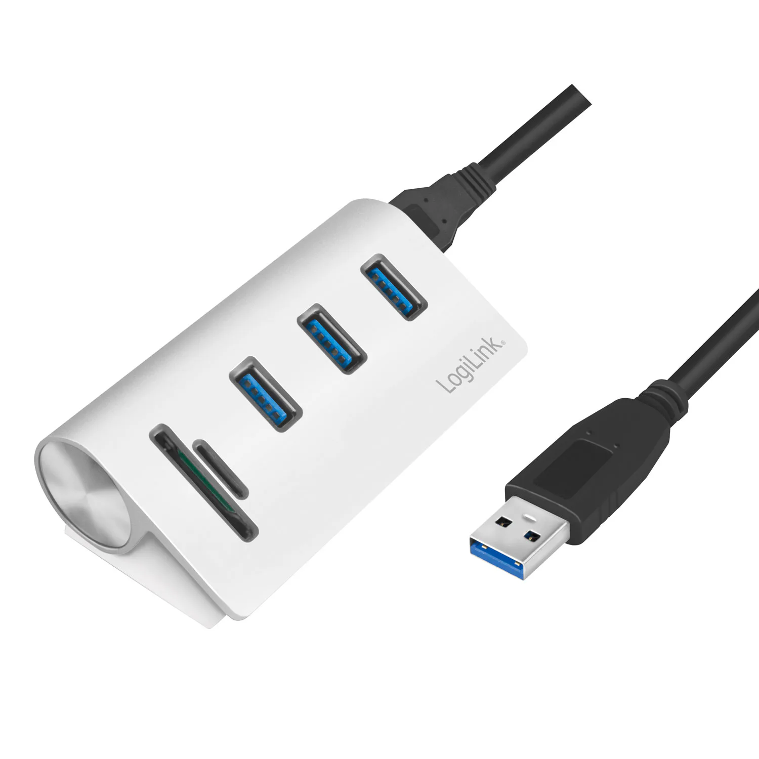 USB3.0 3-port hub LogiLink Med Minneskortsläsare