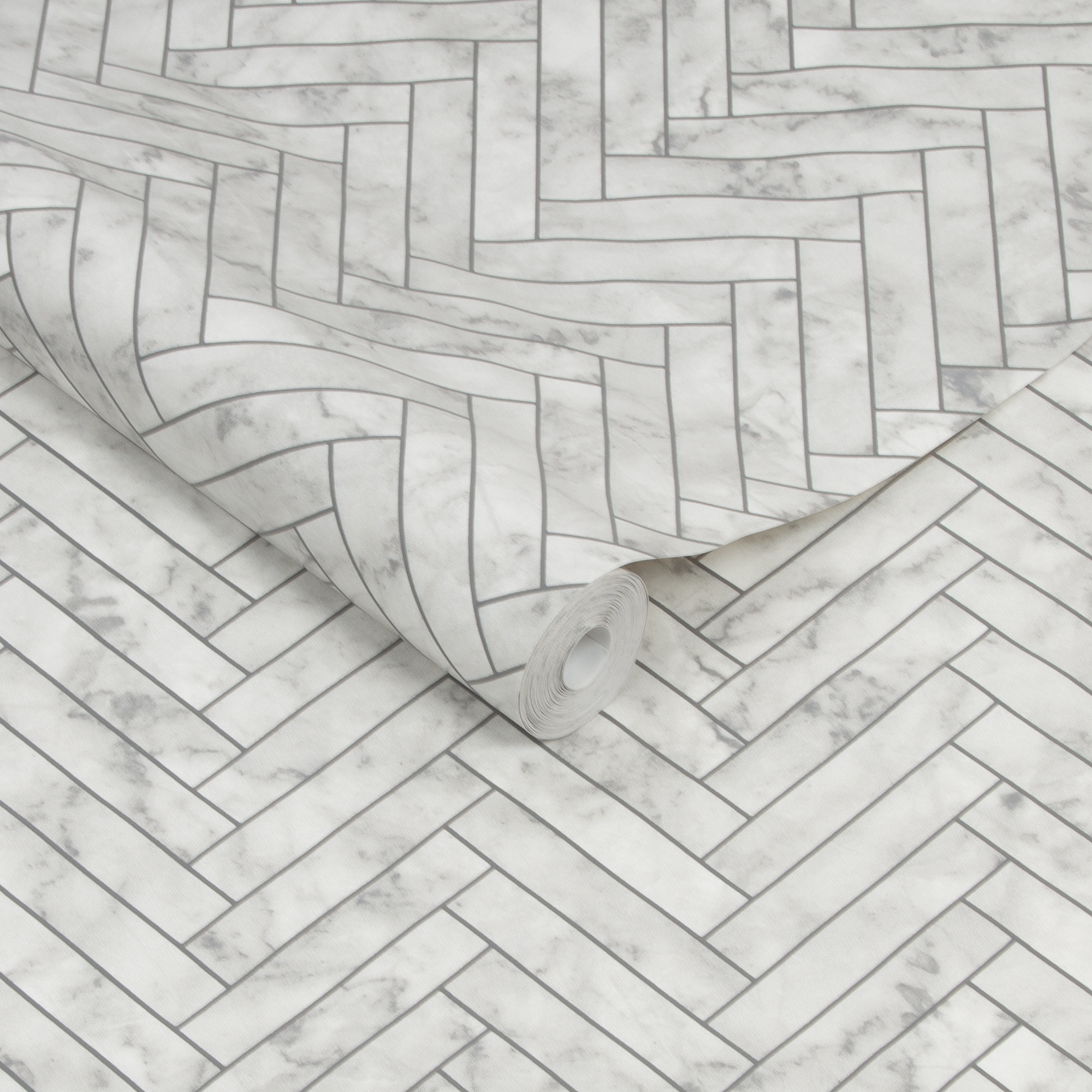 Tapet Contour Marble Chevron Tile Vit