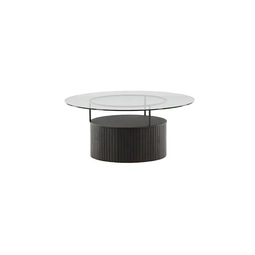 Soffbord Venture Home Bovall Runt Vardagsrumsbord i Svart Ask & Glas