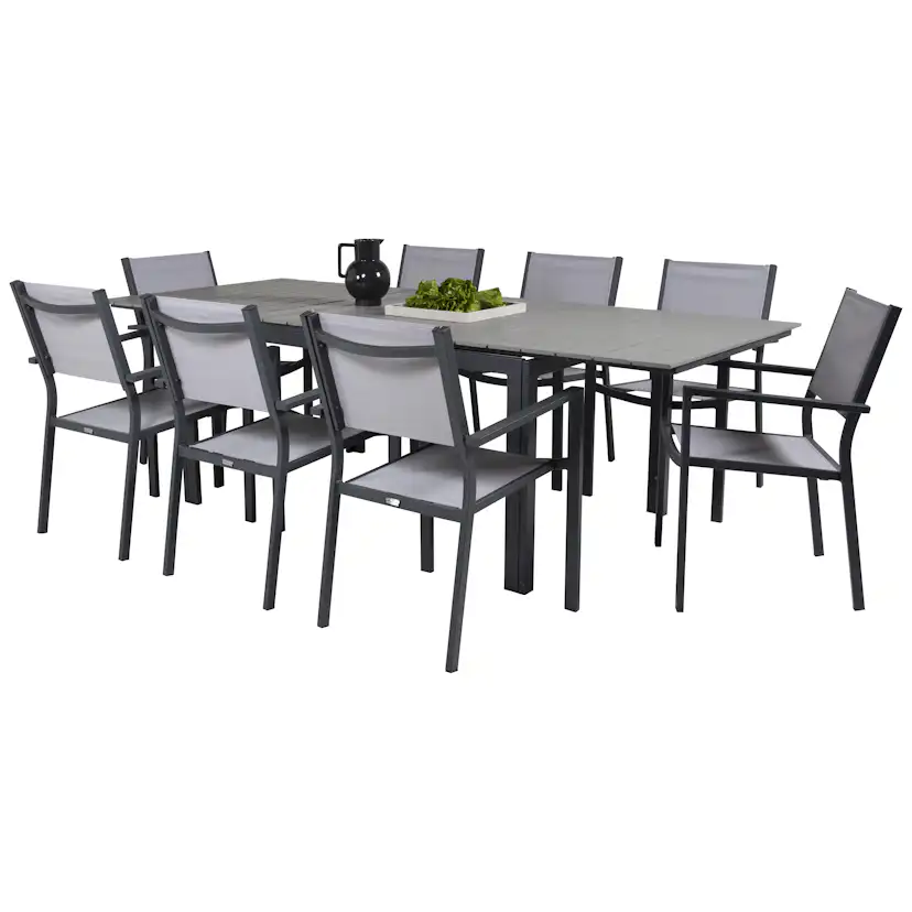 Matgrupp Venture Home Lova 160/240 med 8 Copacabana Karmstolar