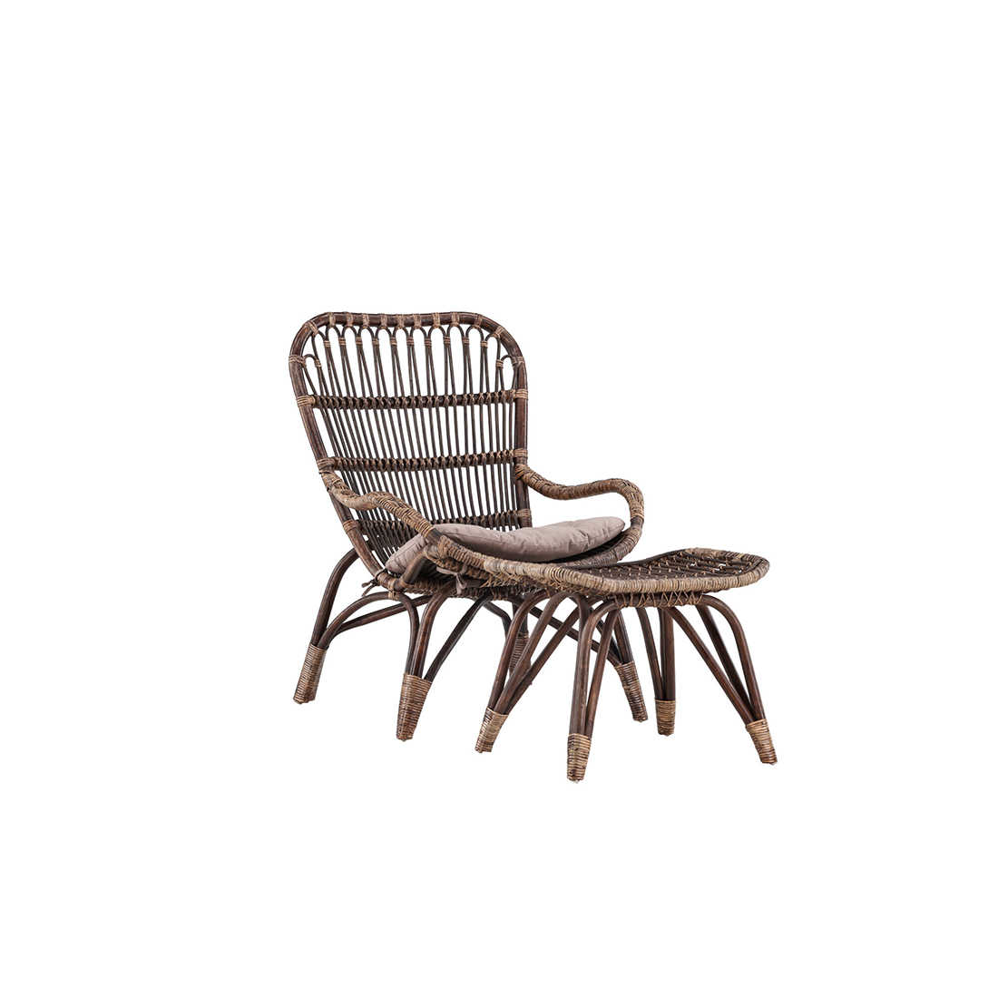 Ella Loungechair Rattan - Dark walnut / Beige - Ersätter 610 Färg: Dark Walnut