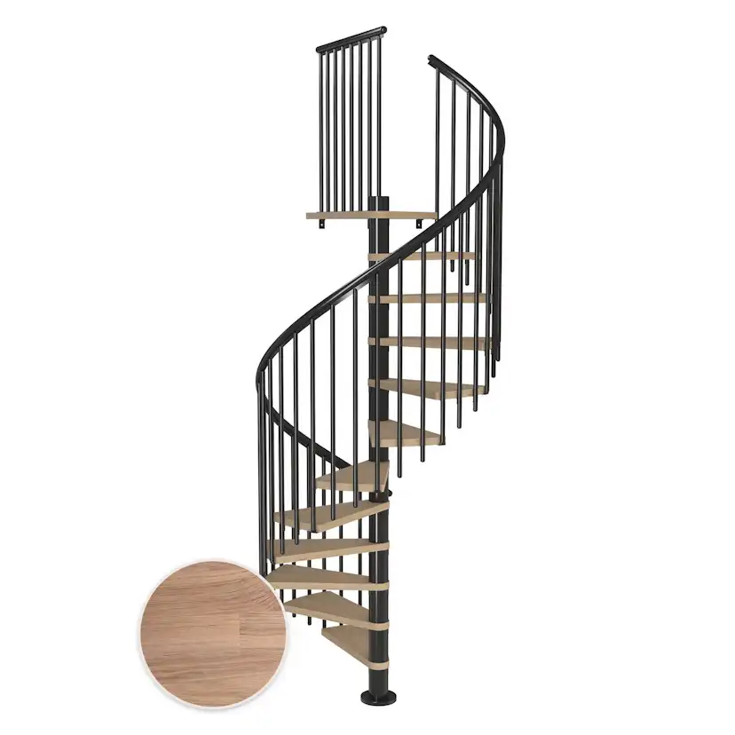 MONTREAL spiral ek vit oljad antracit CLASSIC4 11T Ø140 Antracit, D: 1400 mm, Golv till golv höjd: 2500-2860 mm, 11+1 steg