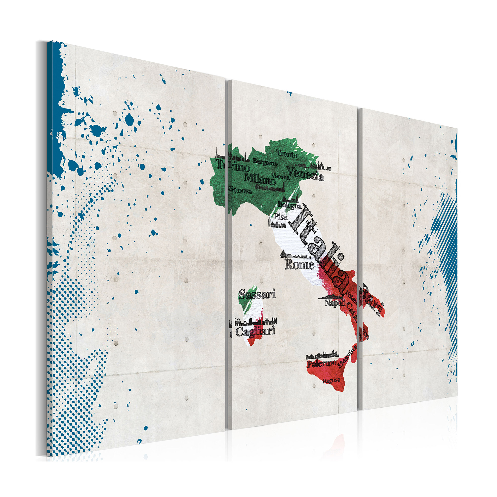 Tavla Arkiio Karta Över Italien Triptyk