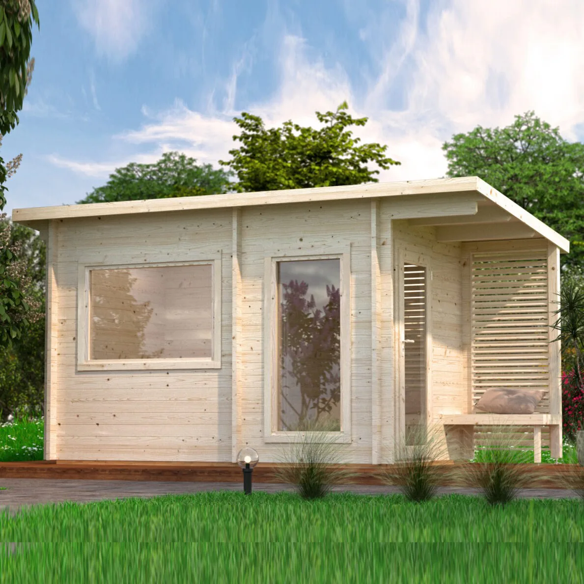 Bastu Palmako Sanna 7,4 m² Fristående Byggsats med Pulpettak