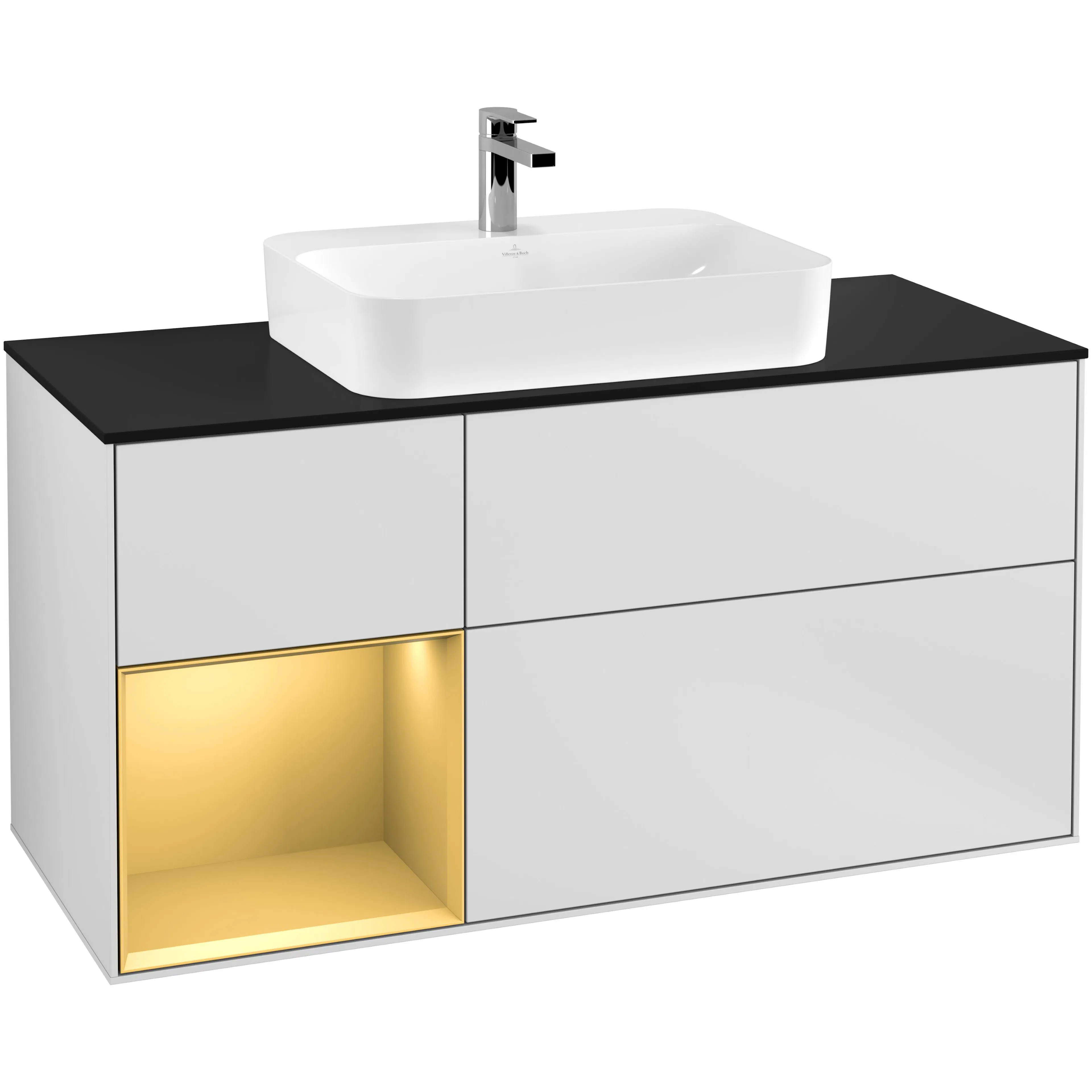 Tvättställsskåp Villeroy & Boch Finion med 3 Lådor Hylla och Bänkskiva för Ytmonterat Tvättställ