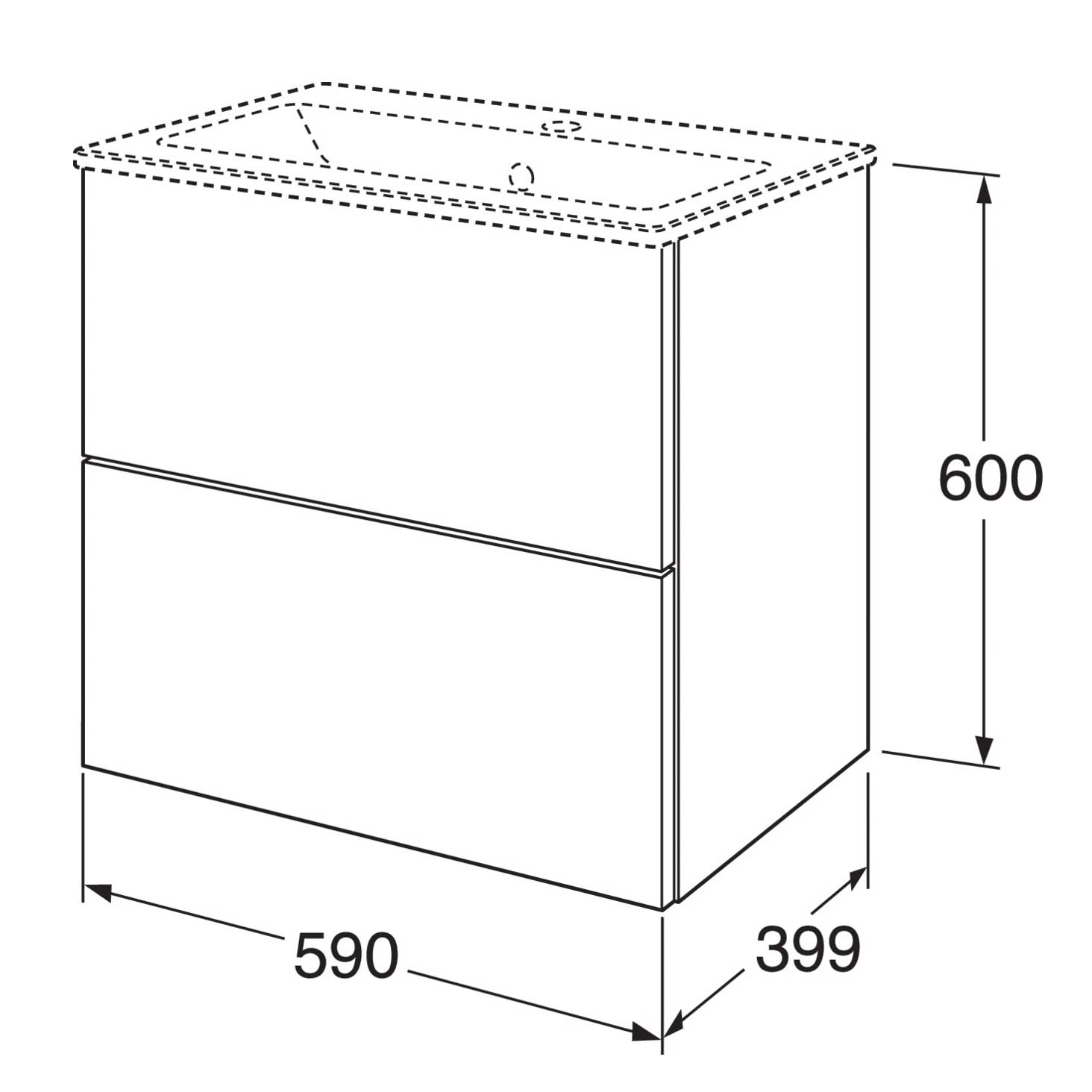 Tvättställsskåp Gustavsberg Graphic Base utan Tvättställ 45 Bredd: 45 cm