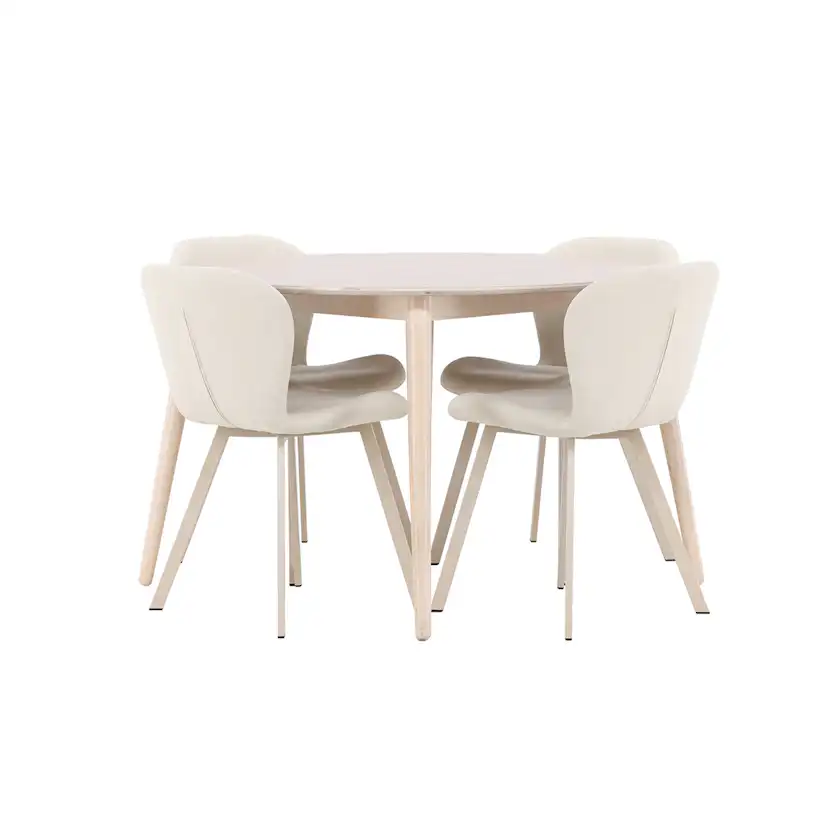 Matgrupp Venture Home Flora Ø120 cm med 4st Lilja Matstolar
