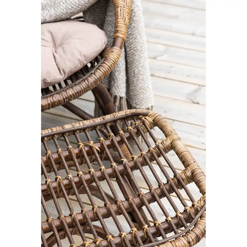 Ella Loungechair Rattan - Dark walnut / Beige - Ersätter 610 Färg: Dark Walnut