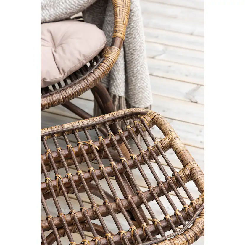 Ella Loungechair Rattan - Dark walnut / Beige - Ersätter 610 Färg: Dark Walnut