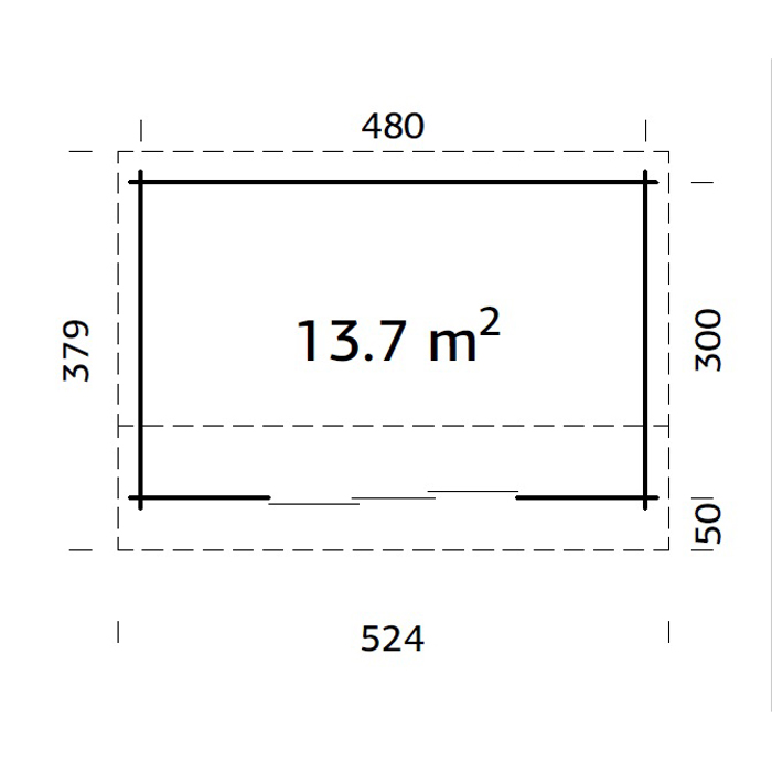 Ines 13,7 m2 Slide NO Obehandlad med Slide 1-lagers glas