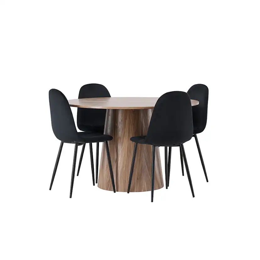 Matgrupp Venture Home Lanzo med 4 Polar Sammet Stolar
