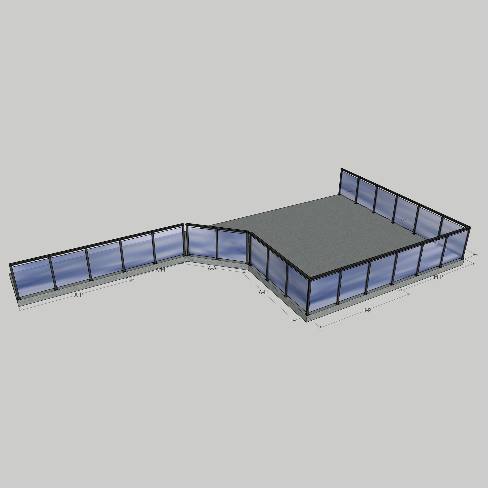 Glasräcke Novoroom Komplett Sektion H-P
