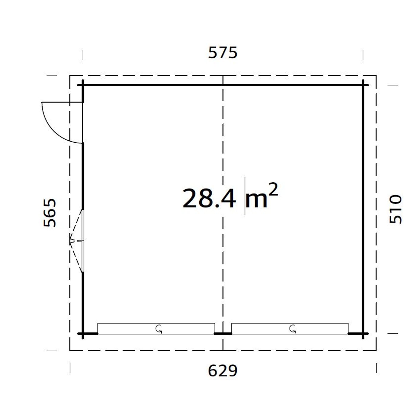 Roger 28,4 m2 w/ sectional door Obehandlad