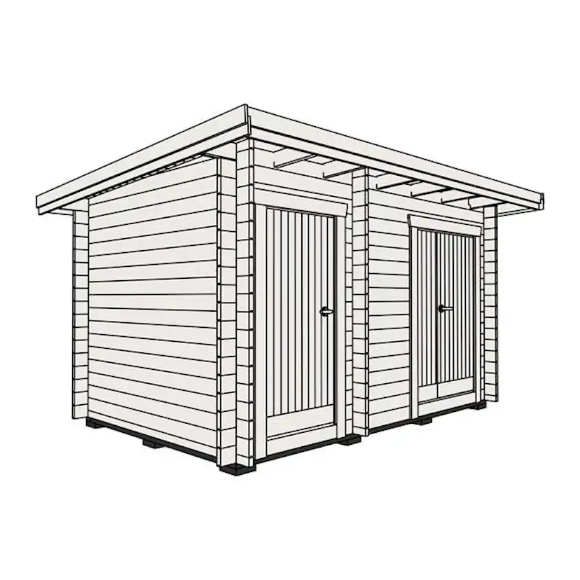 Friggebod Baseco Djupfors 10m² Timrad Förråd med Pulpettak