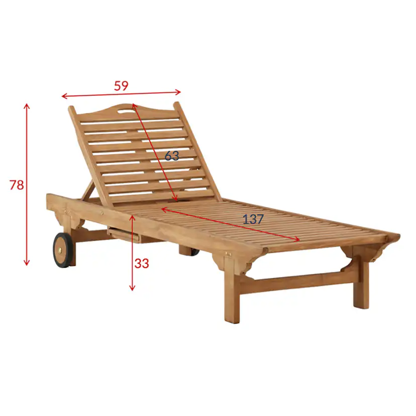 Solsäng Venture Home Ghana med Ställbart Ryggstöd, Teak Utomhus