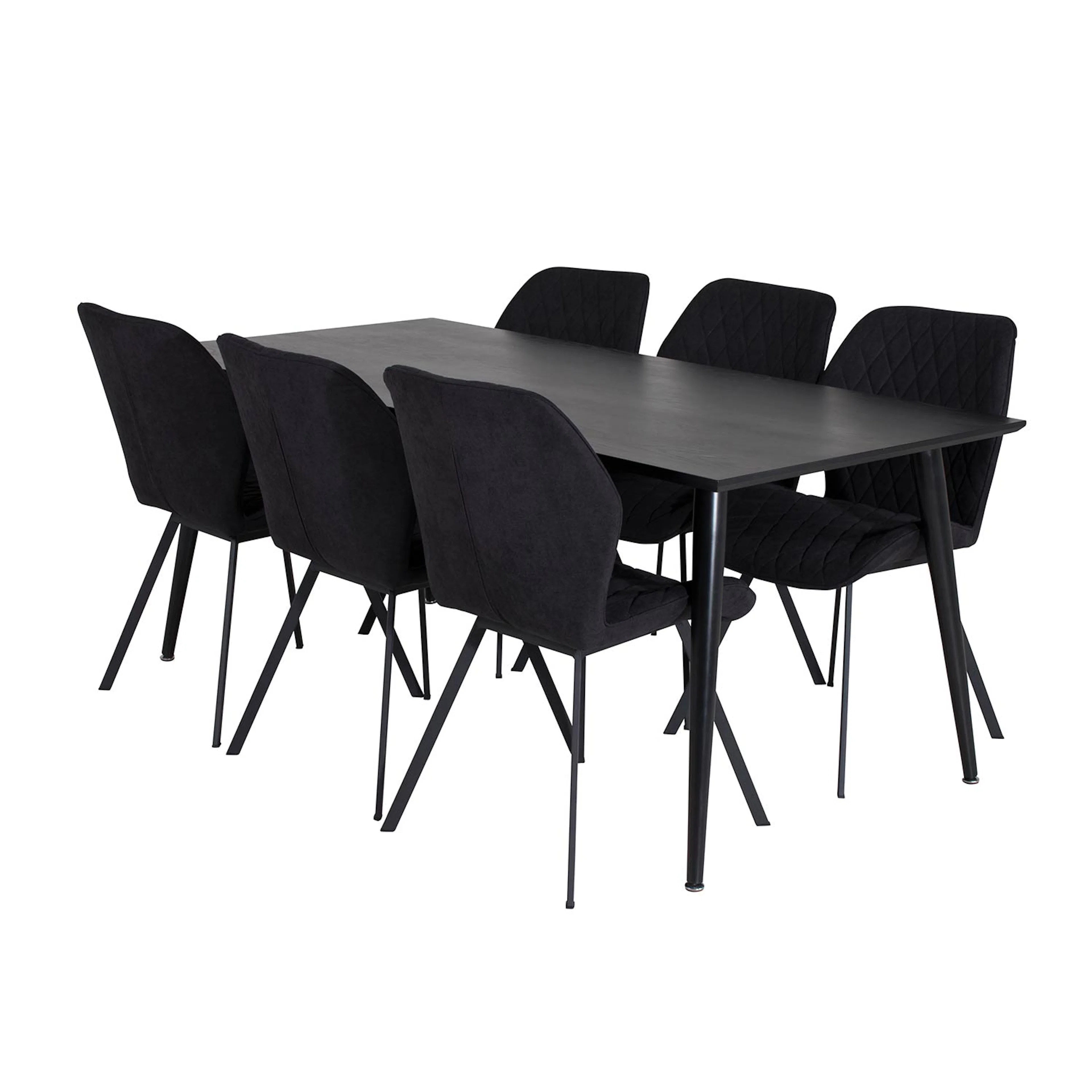 DippTable -Black Veneer+Gemma Chair-Black _6 Svart/Svart