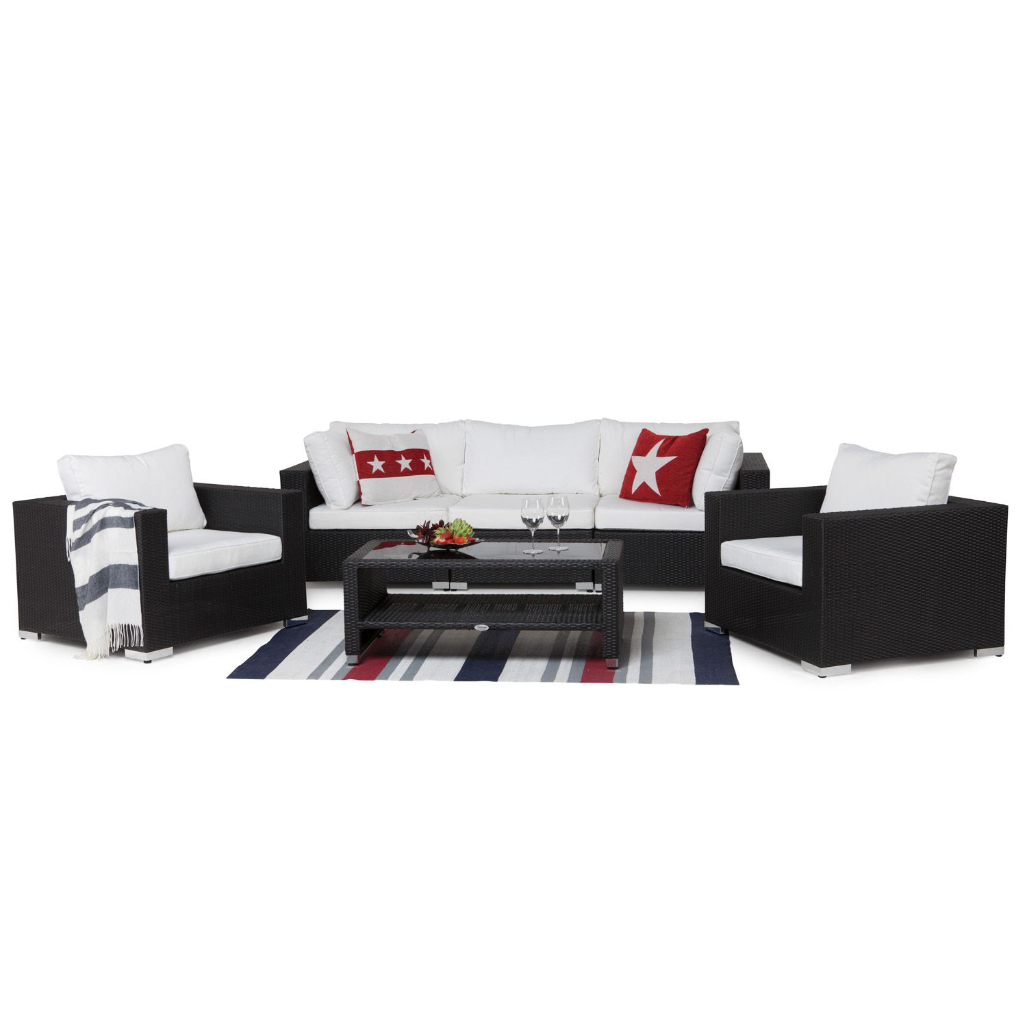 Loungegrupp Comfort Garden Bahamas 5-sits med Utebord m Hylla Utomhus