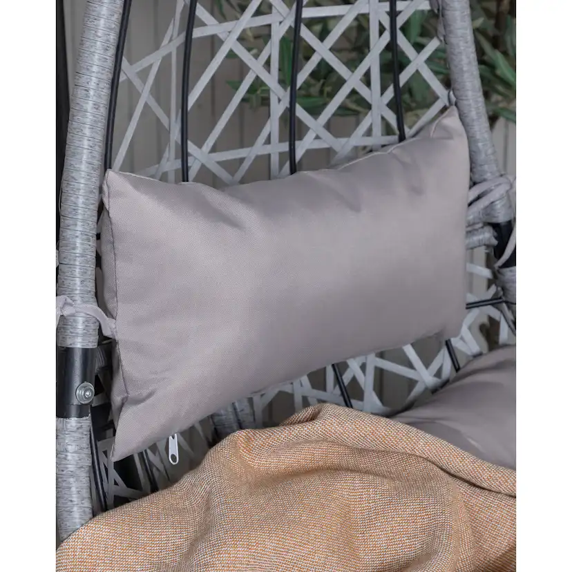 Edinburgh Hanging chair - Black frame/grey wicker/grey cushi Grå