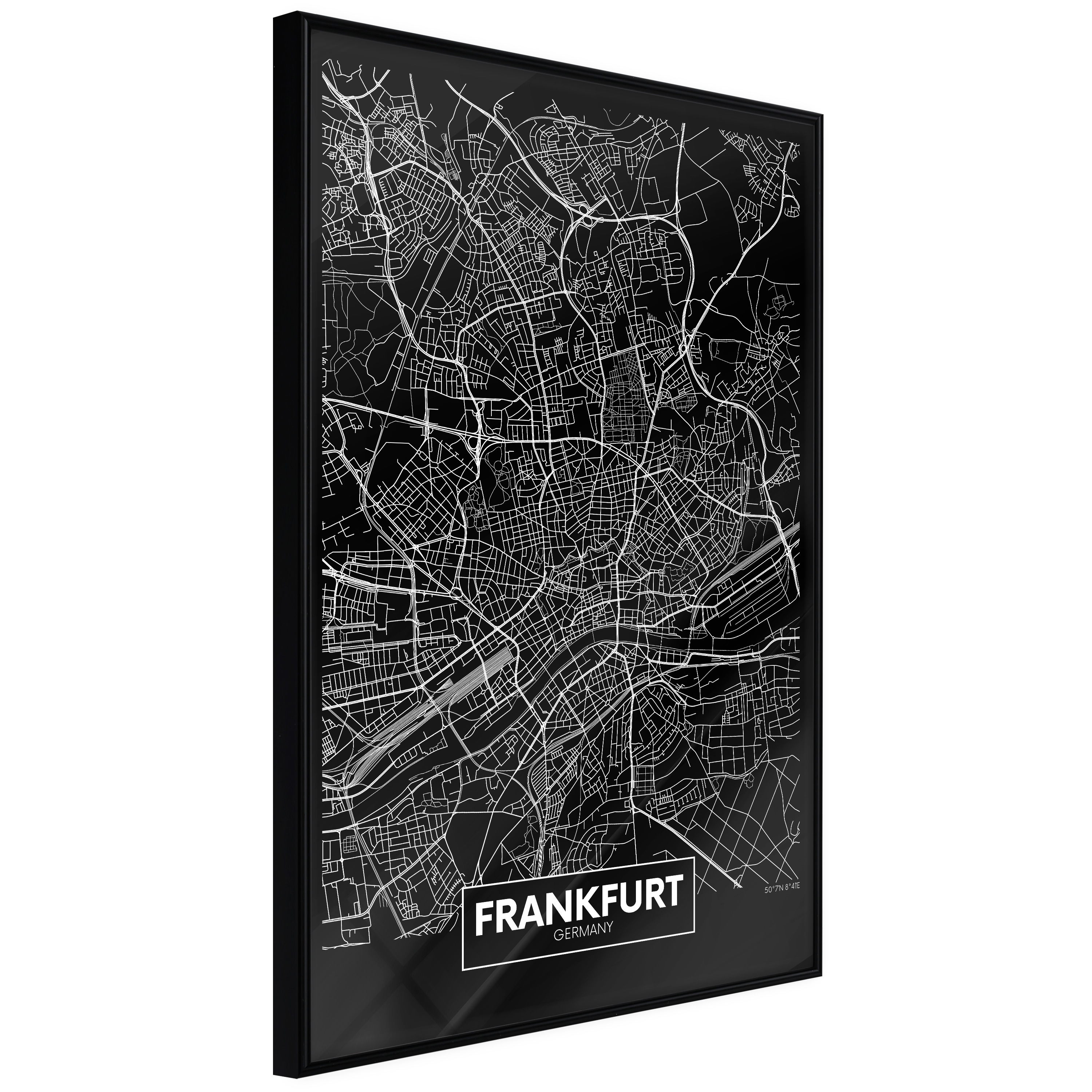 Poster Artgeist Affisch Dark Map of Frankfurt