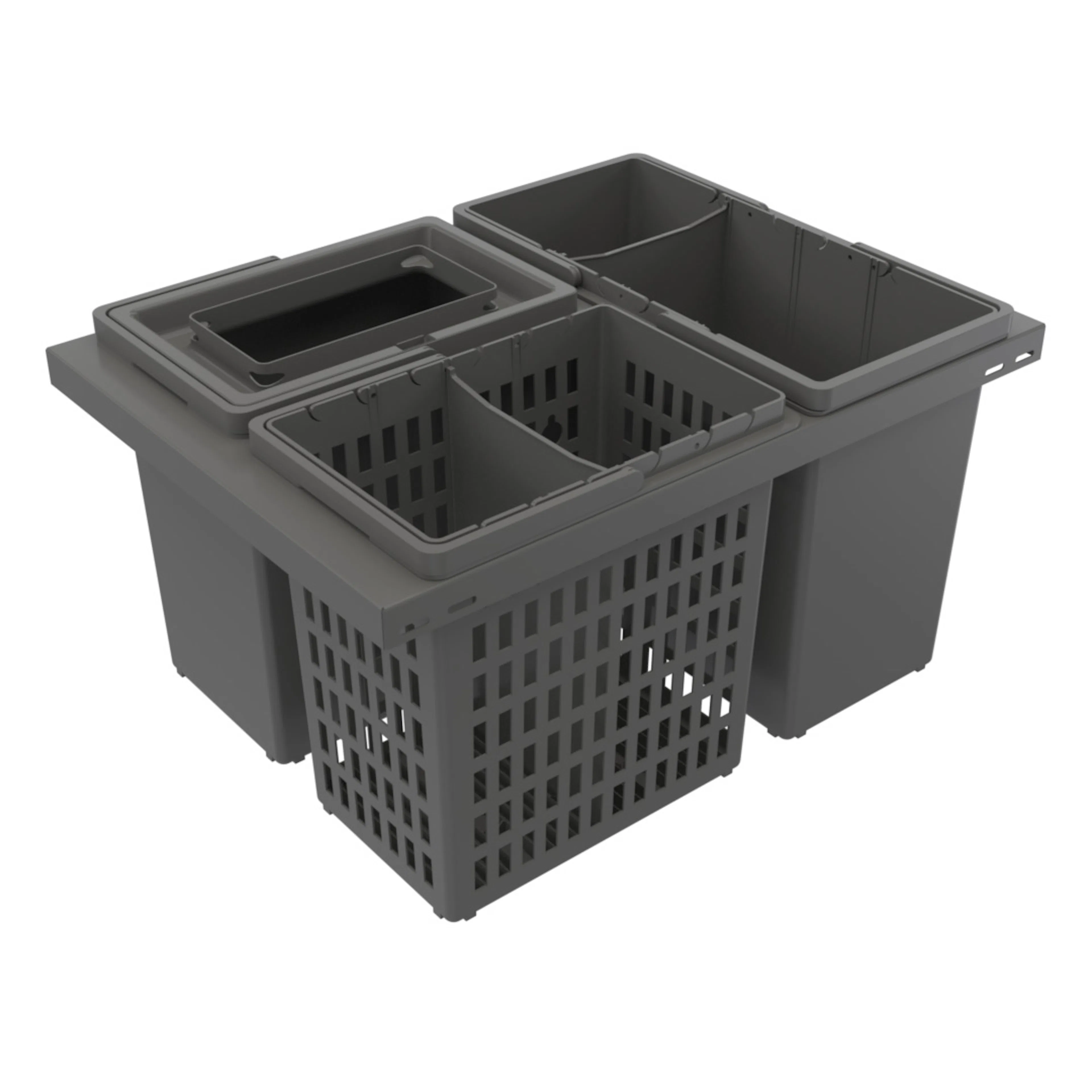 Källsorteringskärhållare Beslag Design Cube Basic 600 Eco Mörkgrå