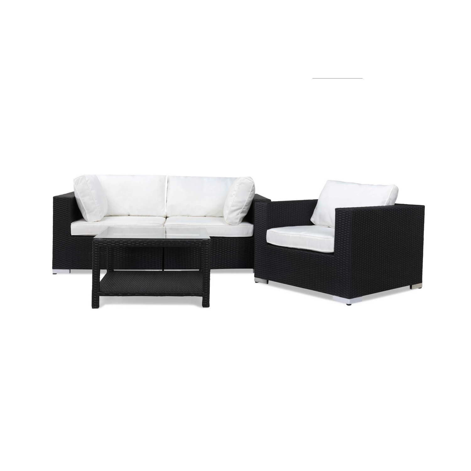 Loungegrupp Comfort Garden Bahamas 3-sits med Utebord 75x75 och Utefåtölj Utomhus