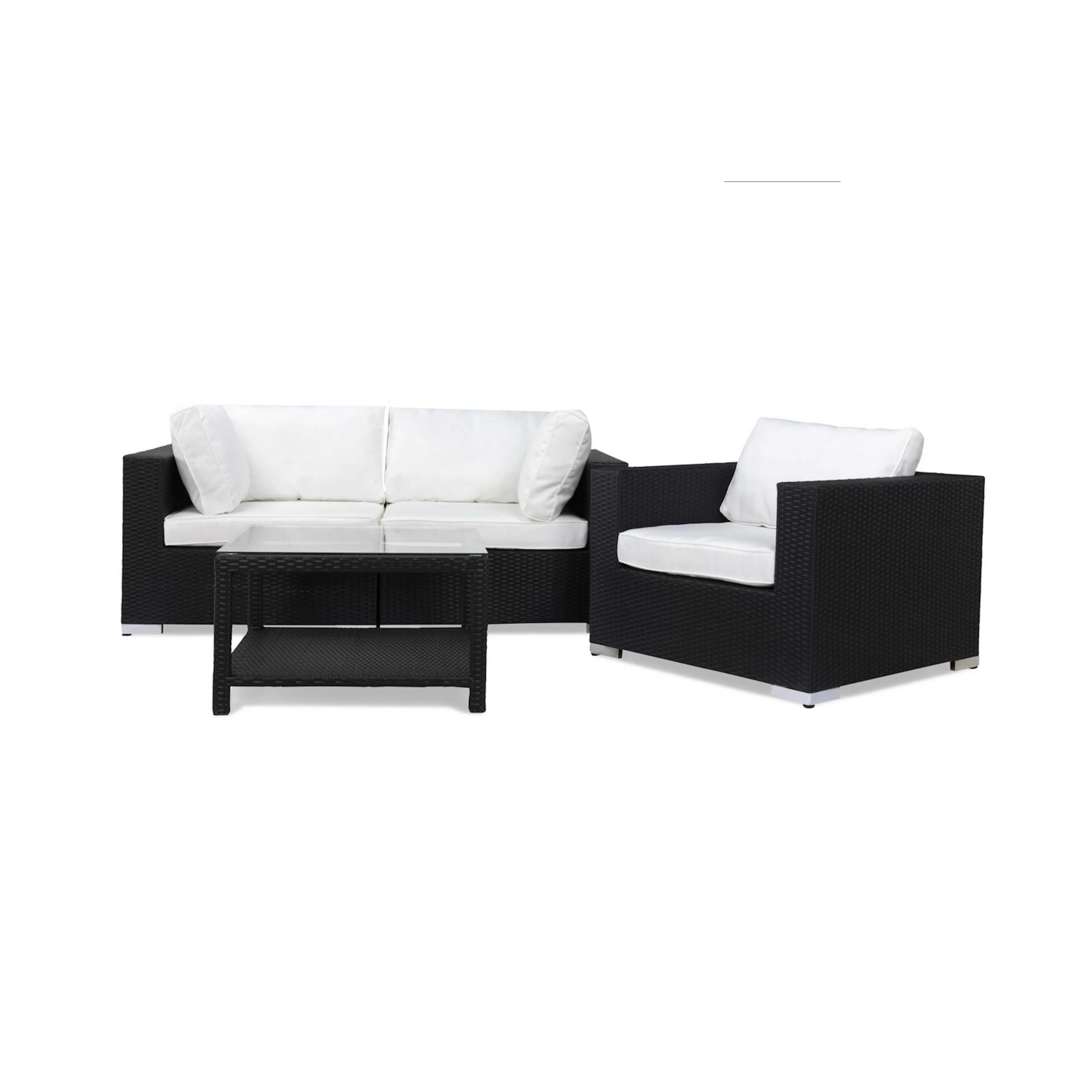 Loungegrupp Comfort Garden Bahamas 3-sits med Utebord 75x75 och Utefåtölj Utomhus