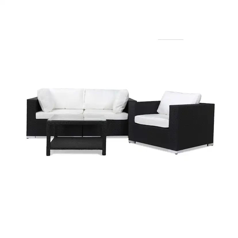 Loungegrupp Comfort Garden Bahamas 3-sits med Utebord 75x75 och Utefåtölj Utomhus