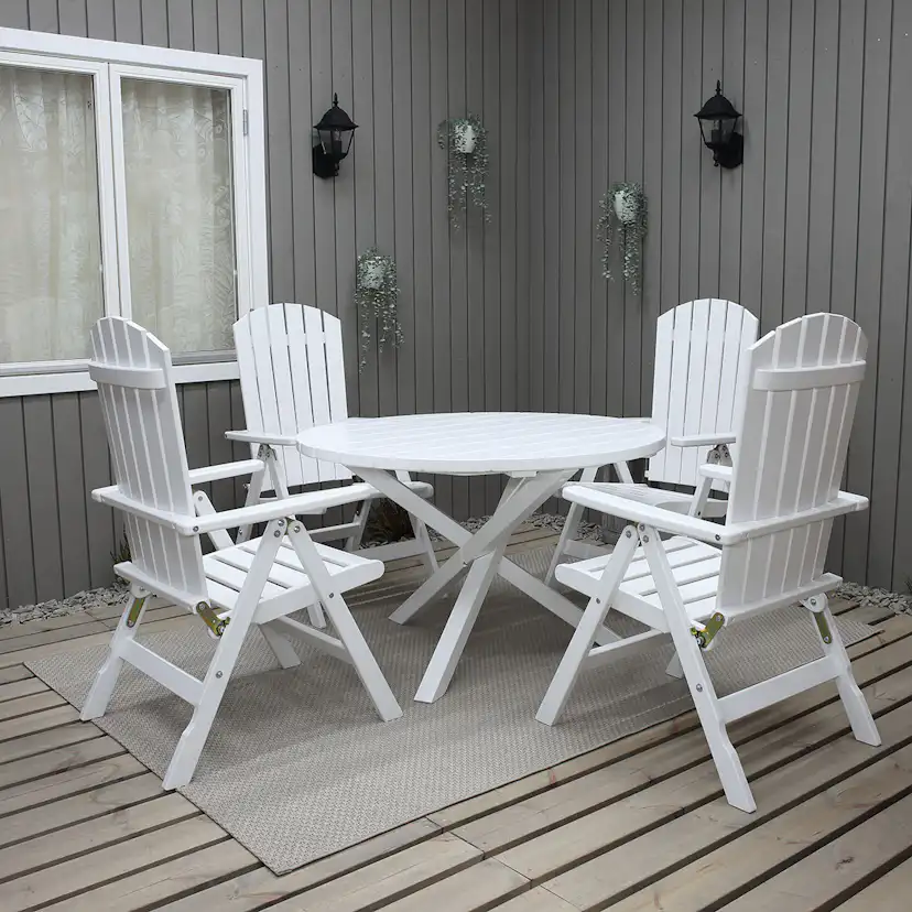Matgrupp Baltic Garden Scottsdale Ø112 Med 4 Kungshamn Stolar