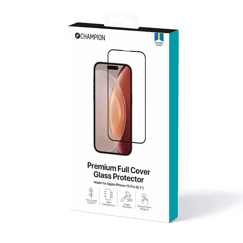 Skärmskydd Champion iPhone 15 Pro Svart