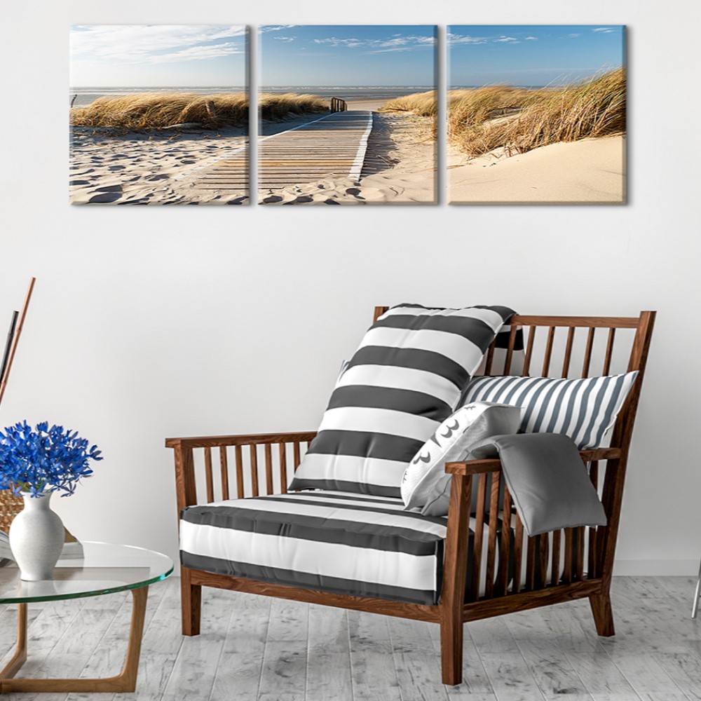 Tavla Arkiio Beach Triptych 120x40