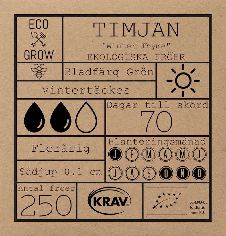 Fröpåse Eco Grow Timjan Thymus Vulgaris