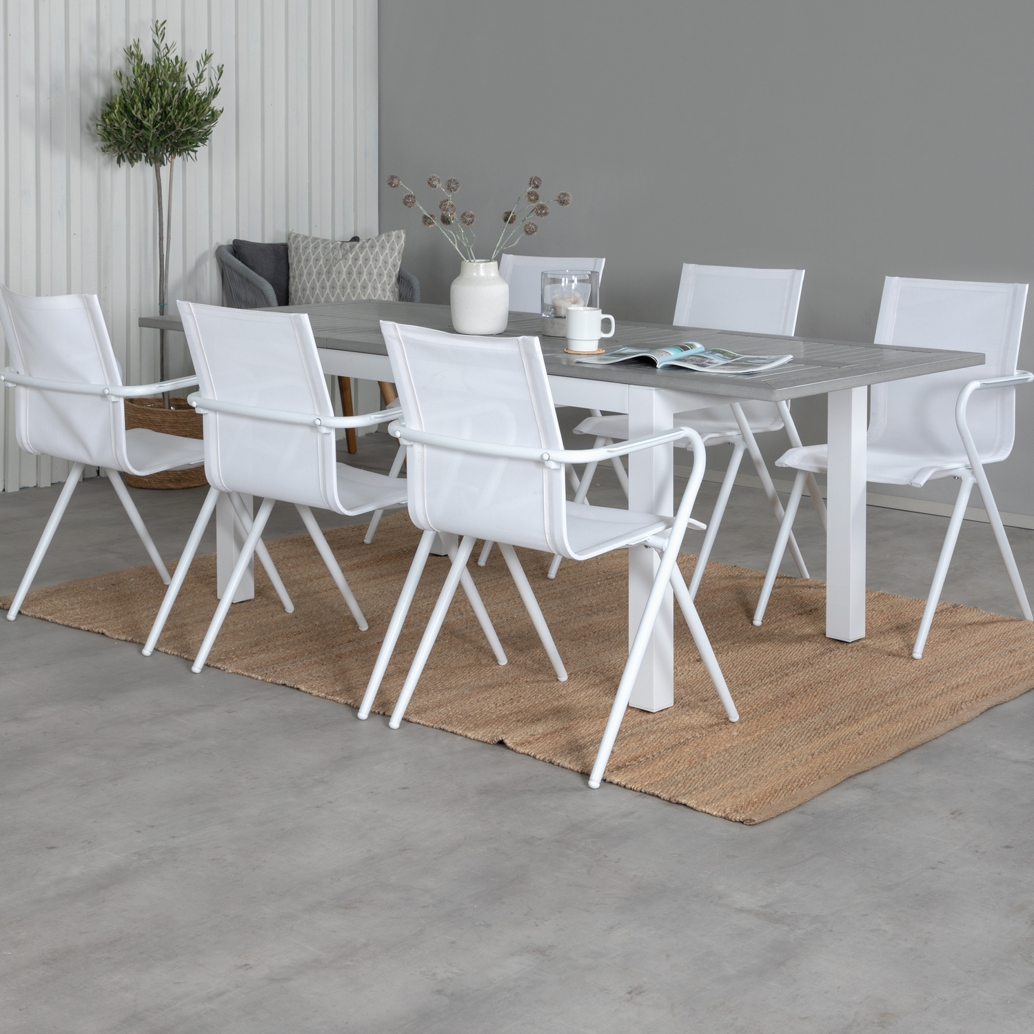 Matgrupp Venture Home Aleyna 152 Vit med 6 Aspen Matstolar
