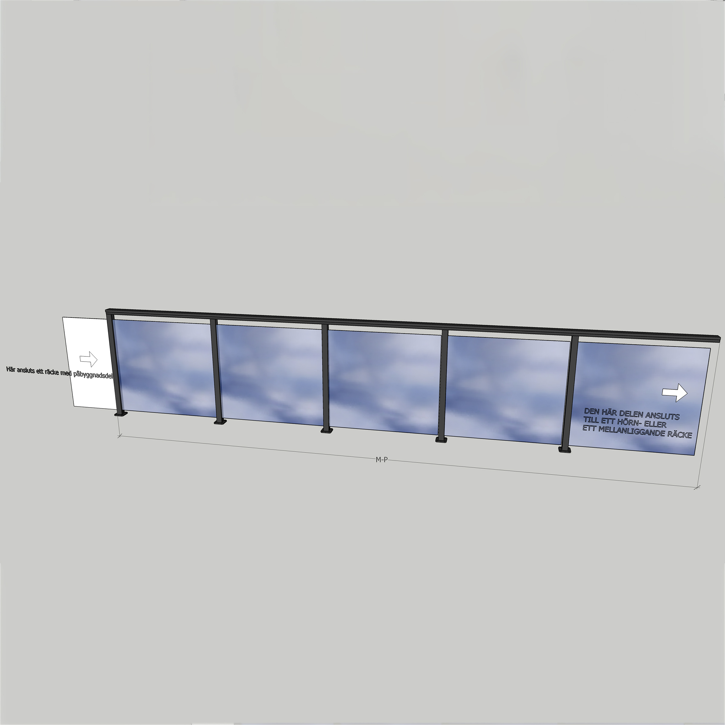Alu. Vit Ovanpå 5000 mm M-P 5000x1100 mm Vit