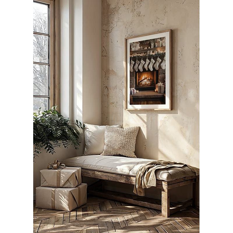 Poster Gallerix Christmas Socks By The Fireplace